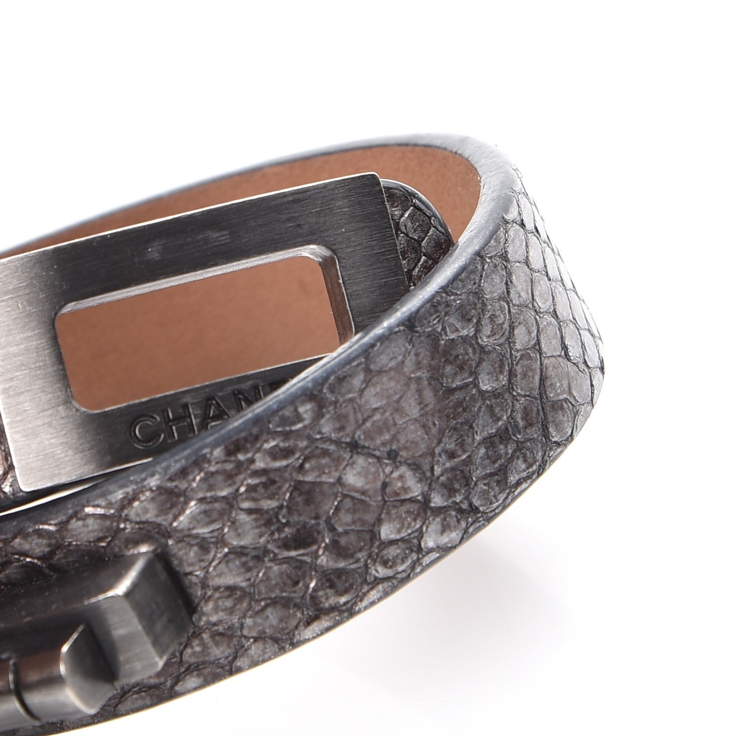Chanel Metallic Lizard Reissue Mademoiselle Bracelet Dark Grey 7 of 9