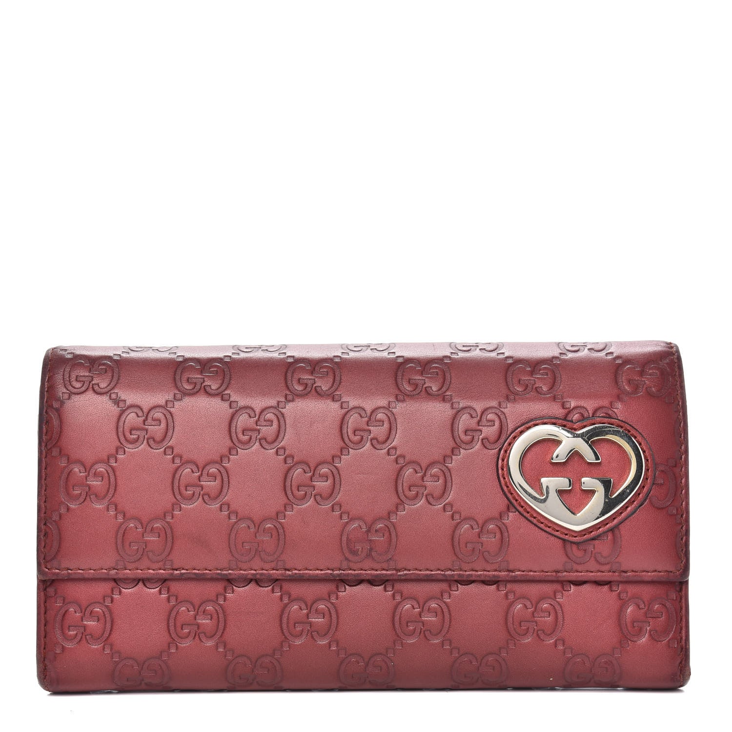 Gucci Guccissima Lovely Heart Continental Wallet Red 1 of 10
