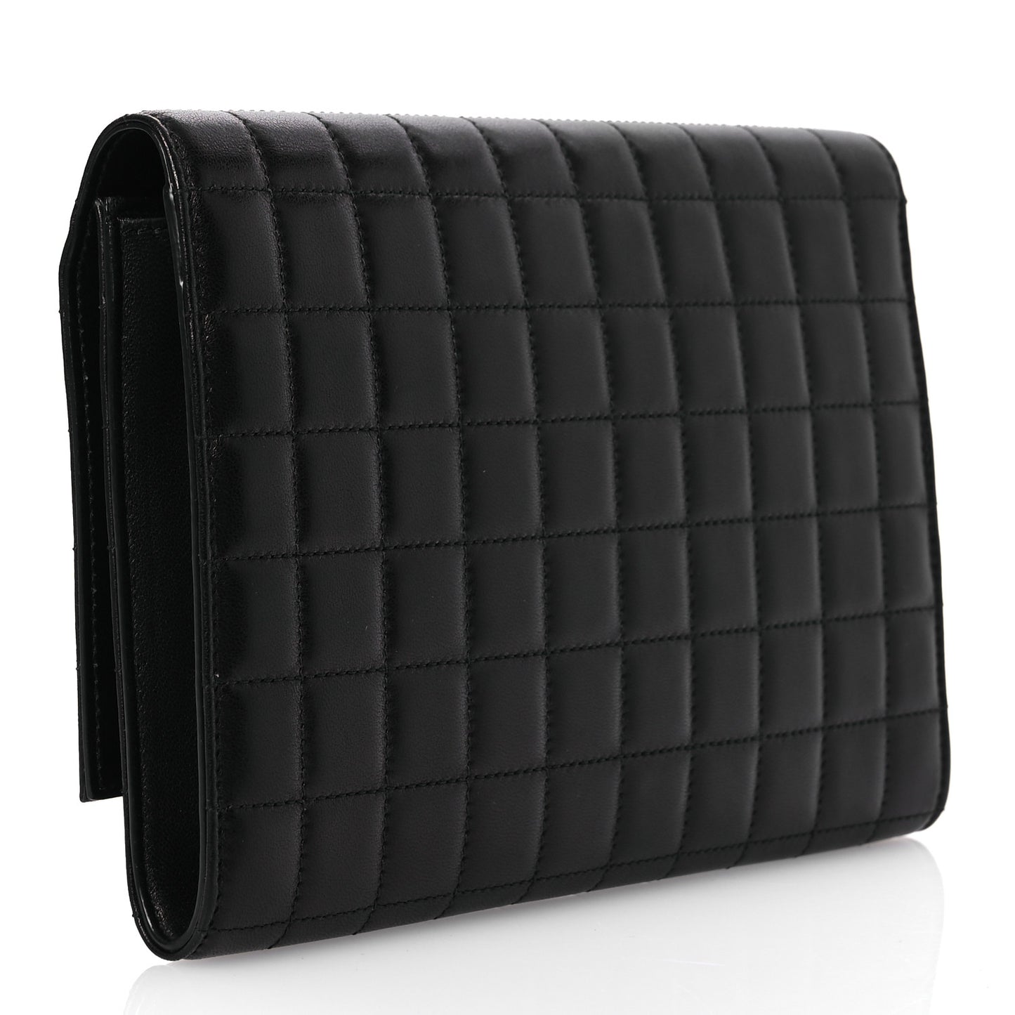 Lambskin Cassandre Matelasse Carre Flap Pouch Clutch Black