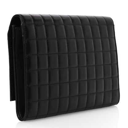 Saint Laurent Lambskin Cassandre Matelasse Carre Flap Pouch Clutch Black 3 of 8