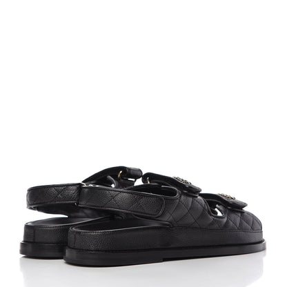 Chanel Grained Calfskin Velcro Dad Sandals 39 Black 4 of 10