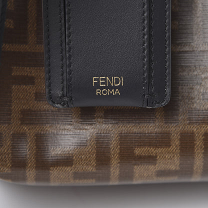 Fendi Glazed Fabric Vitello Century FF 1974 Stamp Patch Mini Peekaboo Defender Cover Mogano Panna Black 5 of 8
