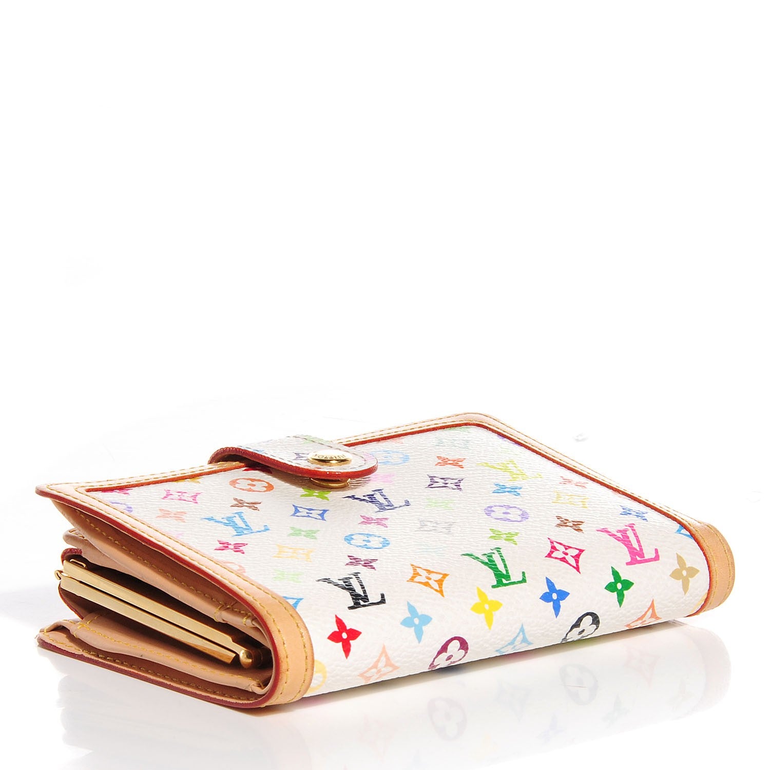 Louis Vuitton Monogram Multicolor French Purse Wallet White 4 of 7