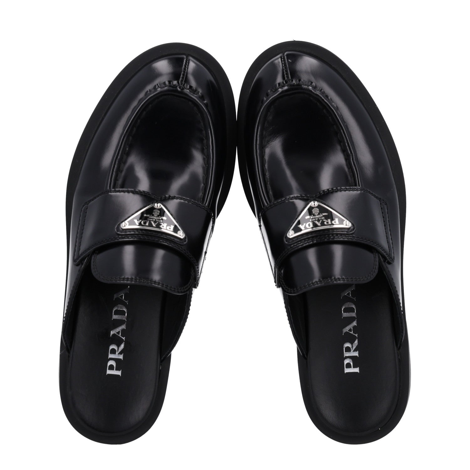 Prada Spazzolato Triangle 40mm Loafer Mules 35 Black 2 of 10