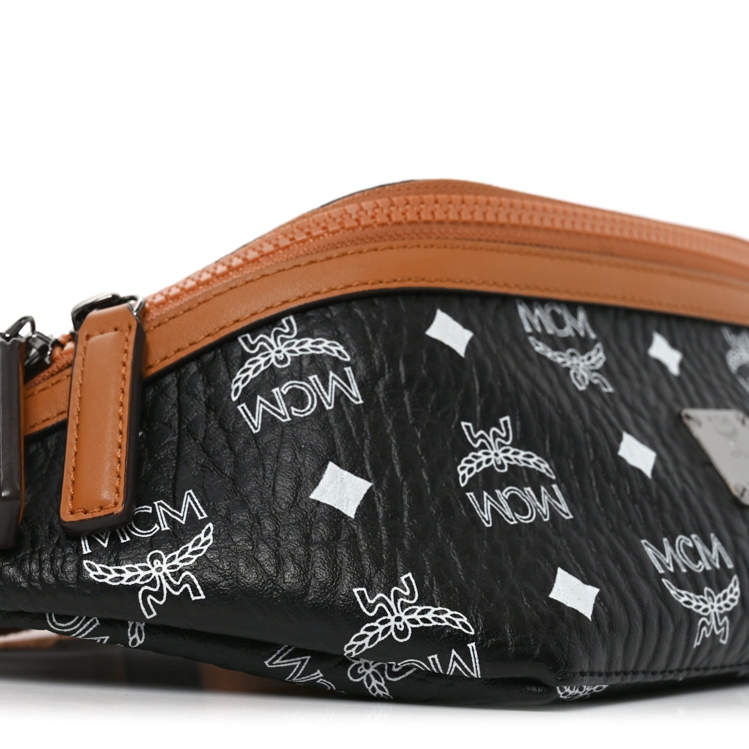 MCM Visetos Small Fusten Belt Bag Black Cognac 7 of 8