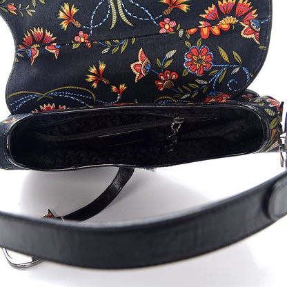 Christian Dior Canvas Floral Saddle Bag Black 5 of 13