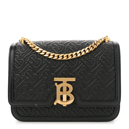Burberry Calfskin Monogram Embossed Small TB Chain Bag Black 1 of 11