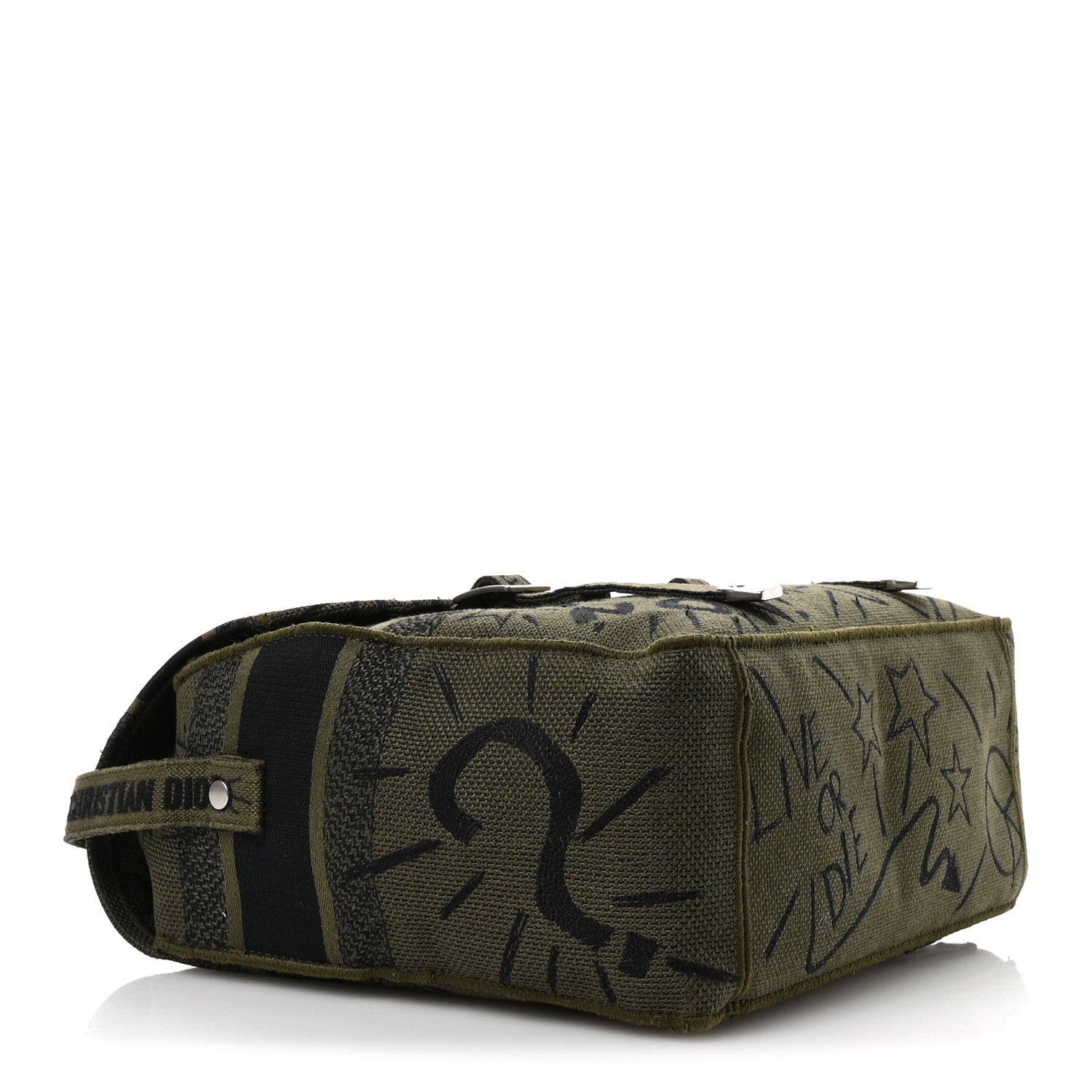 Christian Dior Canvas Embroidered Graffiti Diorcamp Messenger Green Black 4 of 10