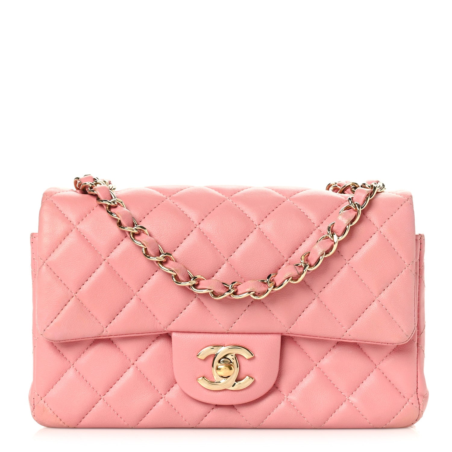 Chanel Lambskin Quilted Mini Rectangular Flap Pink 1 of 9