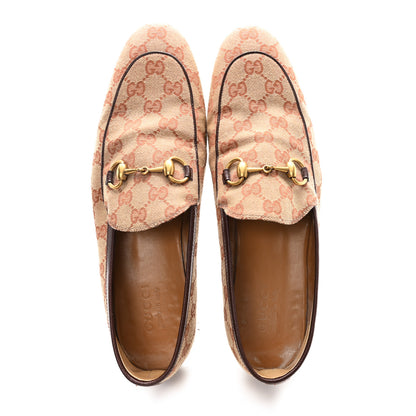Gucci Canvas GG Monogram Horsebit Mens Jordaan Loafers 9.5 Beige Ruggine Light Brown 2 of 10