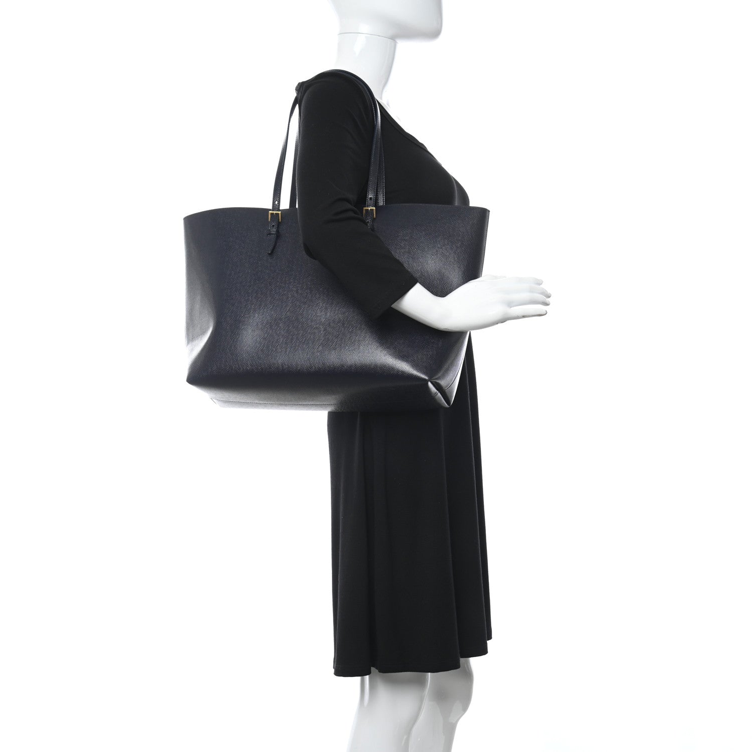 Saint Laurent Calfskin Large Shopping Tote Deep Marine 2 of 11