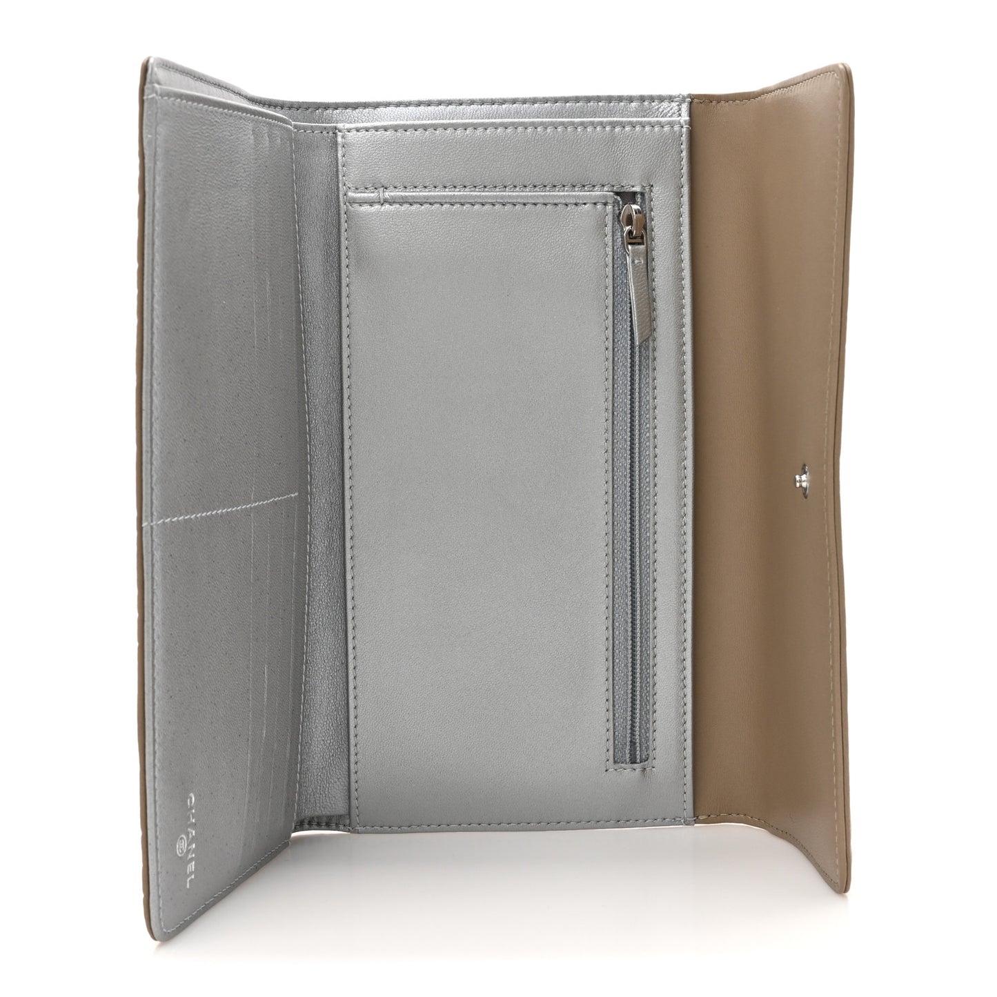 Lambskin Camellia Embossed Large Flap Wallet Gold