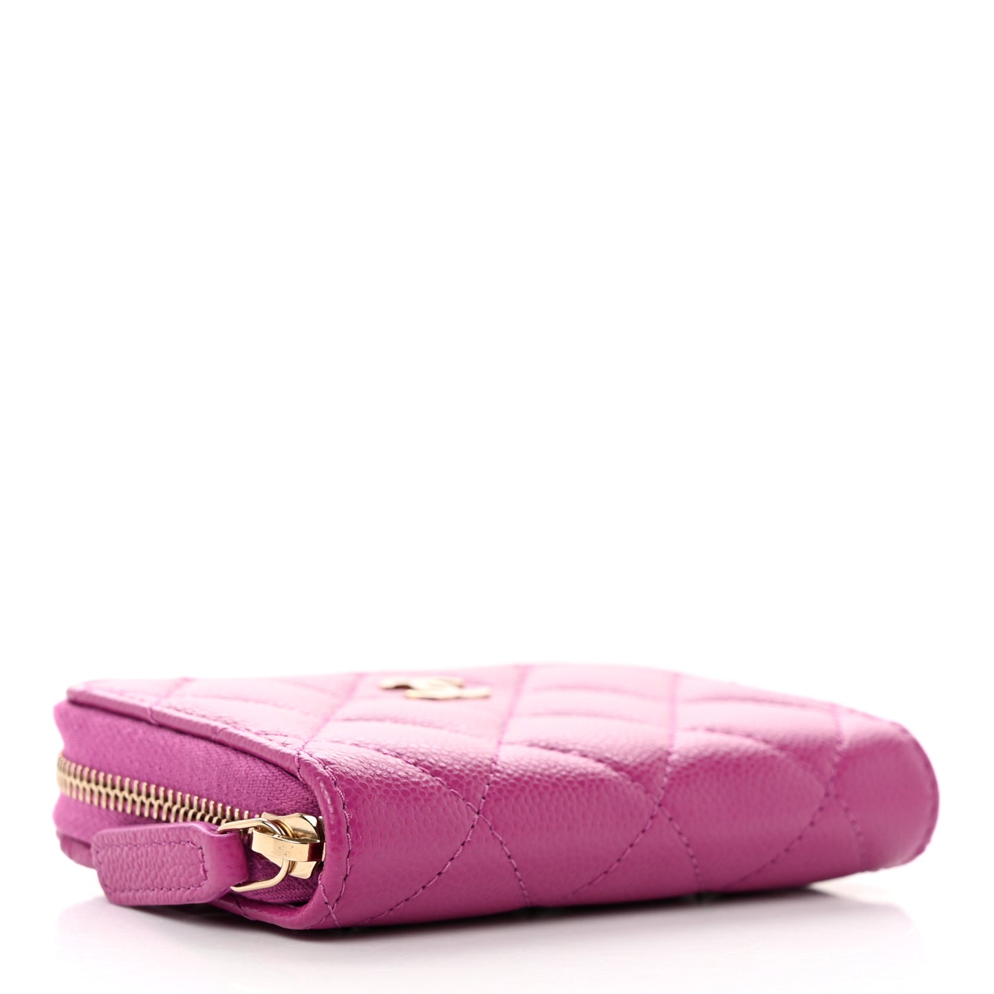 Caviar Quilted Zip Around Coin Purse Wallet Purple