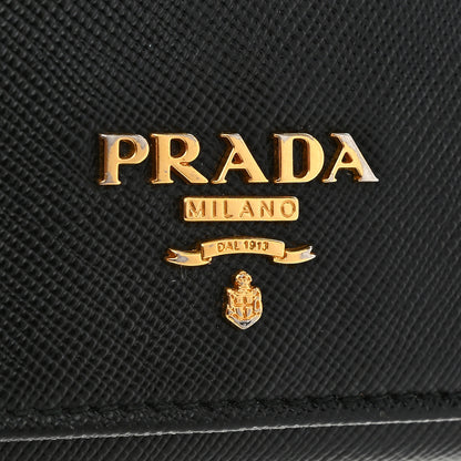 Prada Saffiano Bi-Color Metal Continental Flap Travel Wallet Black Peonia 7 of 7