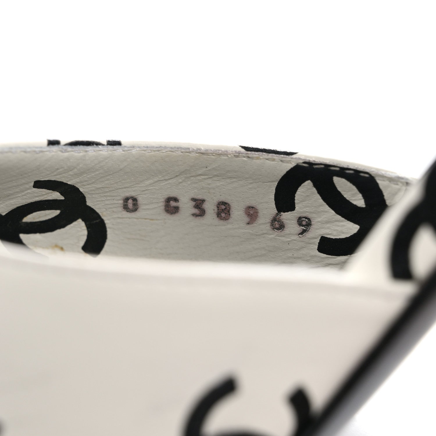 Chanel Printed Lambskin CC Platform Sandals 37 White Black 9 of 15