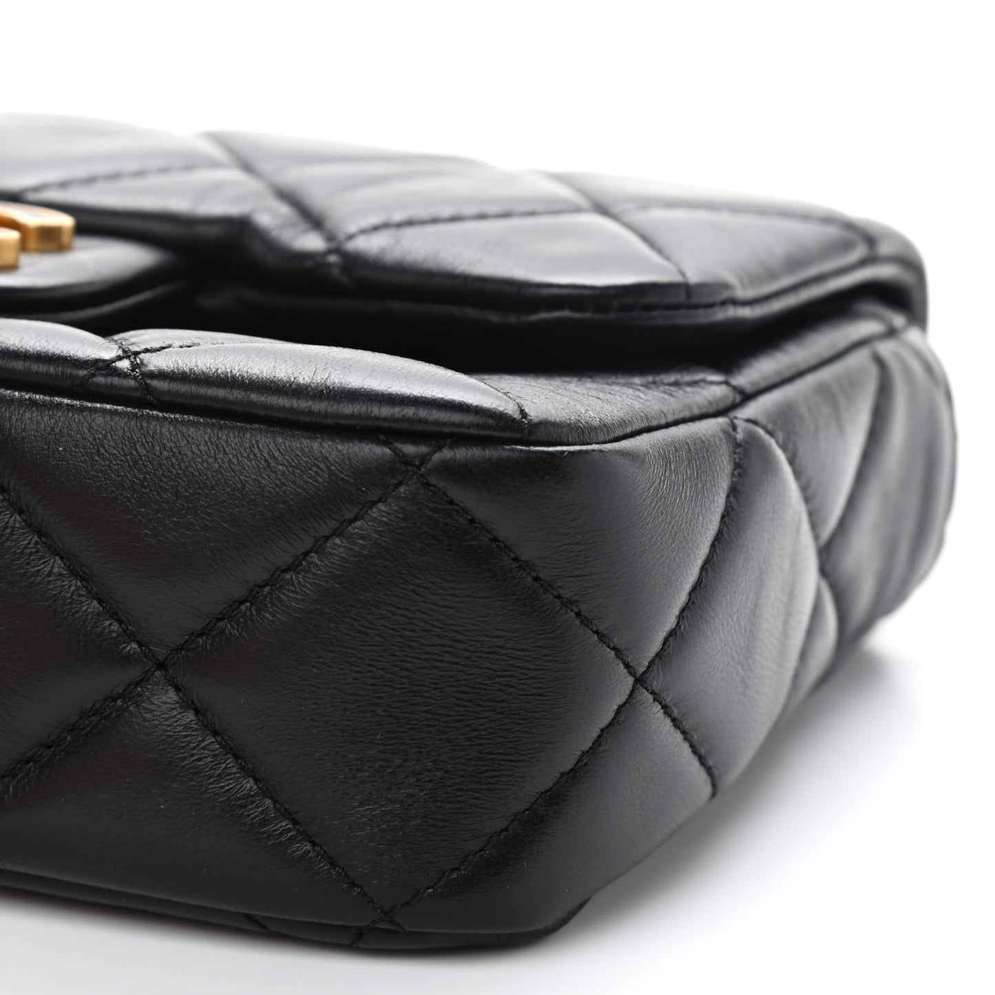 Lambskin Enamel Quilted Mini Pending CC Square Flap Black