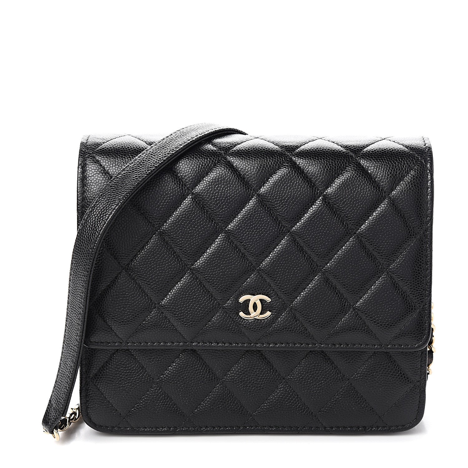 Chanel Caviar Quilted Square Wallet On Chain WOC Black 1 of 11