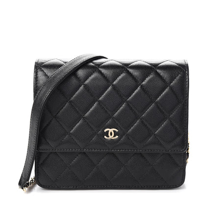 Chanel Caviar Quilted Square Wallet On Chain WOC Black 1 of 11