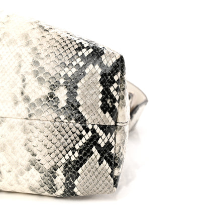 Jimmy Choo Calfskin Snakeskin Embossed Cinch M Bucket Bag Neutral 10 of 11
