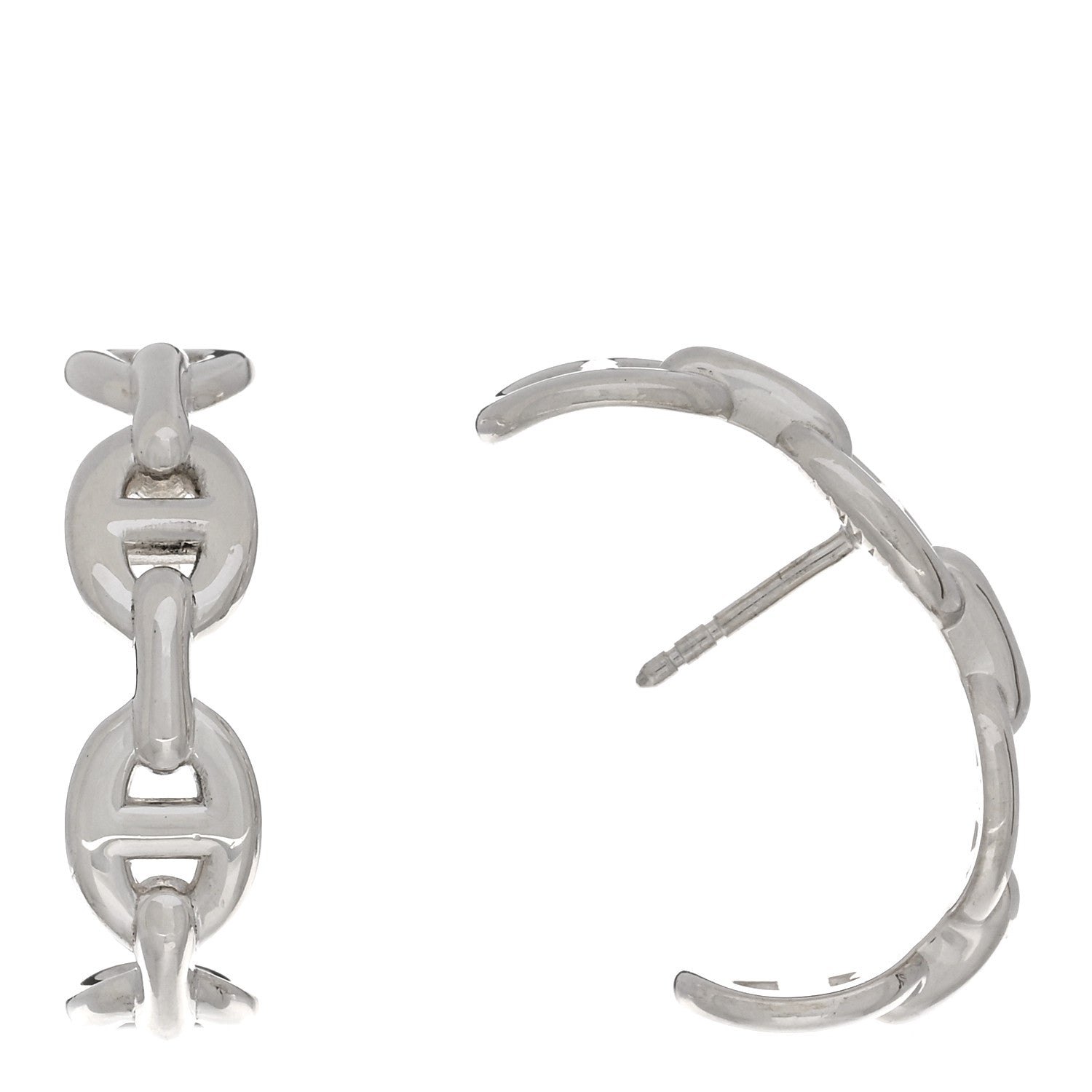 Hermes Sterling Silver Chaine D'Ancre Enchainee Climber Earrings 1 of 5