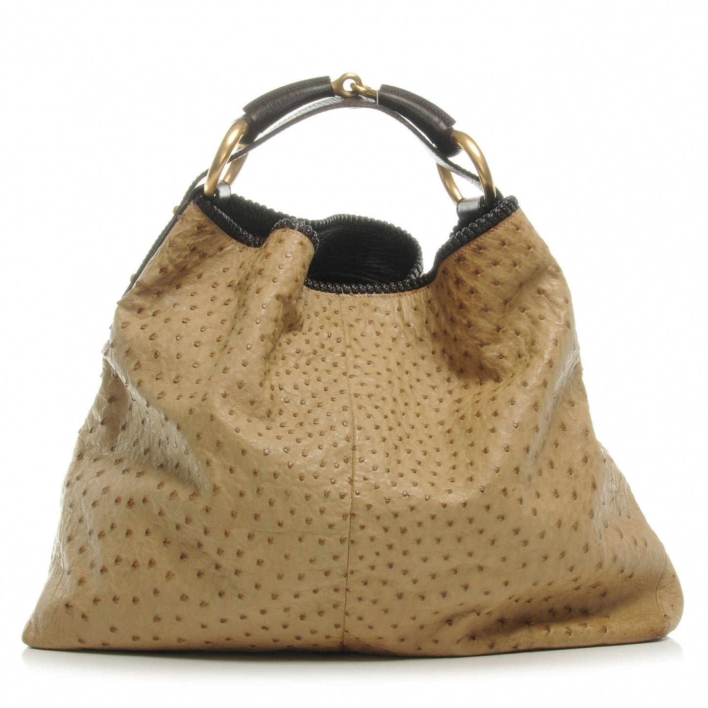 Ostrich Large Horsebit Chain Beige