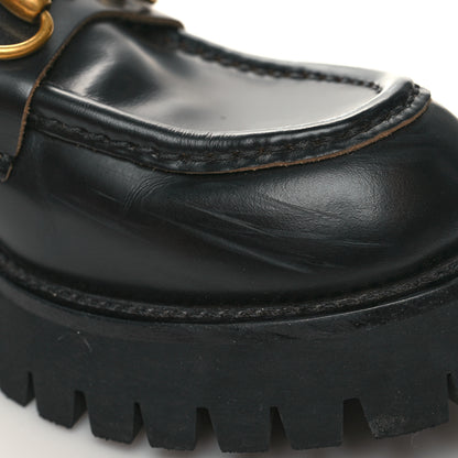 Gucci Cordovan Lux Womens Harald Horsebit 25mm Platform Loafers 38 Black 9 of 10