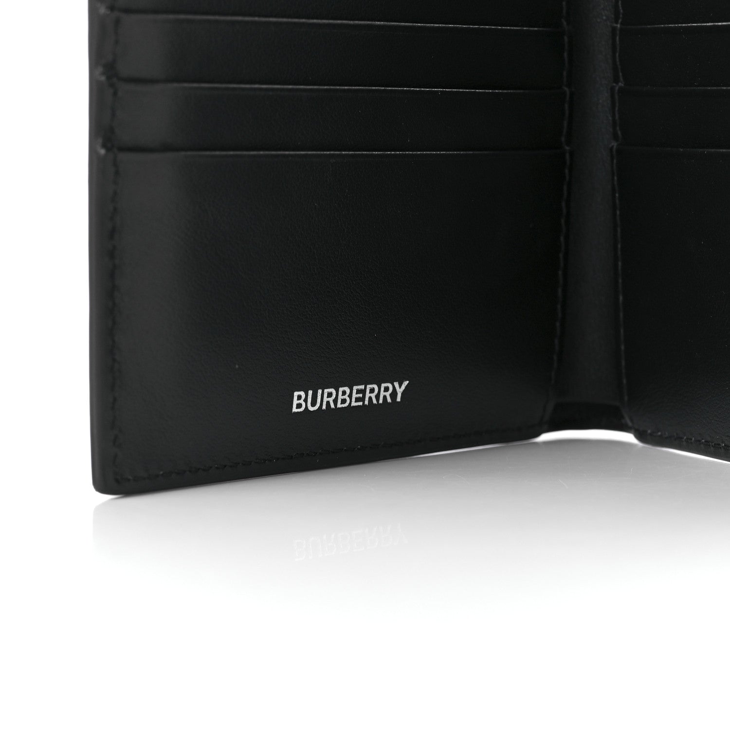 Burberry Calfskin Embossed Monogram Bi-Fold Wallet Black White 6 of 9