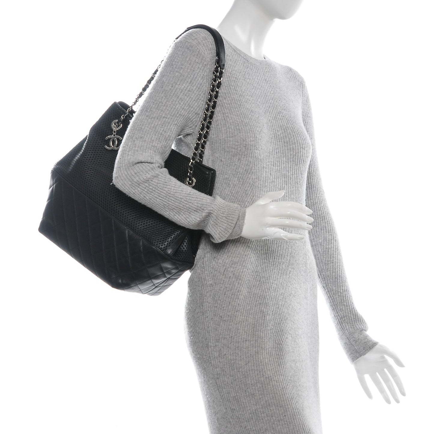 Calfskin Perforated Up In The Air North South Tote Black