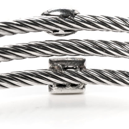 David Yurman Sterling Silver Diamond Three Row Confetti Cuff Bracelet 5 of 5