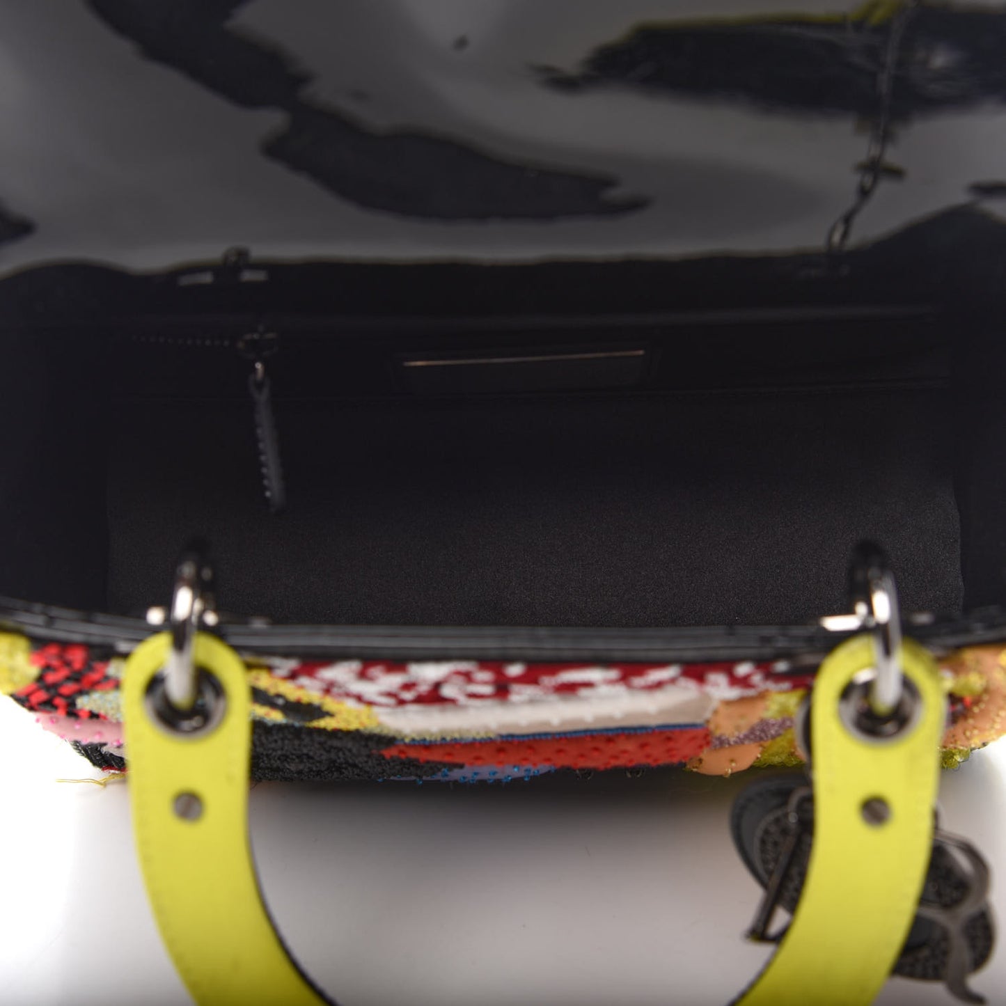 Patent Beaded Medium Lady Dior Black Multicolor