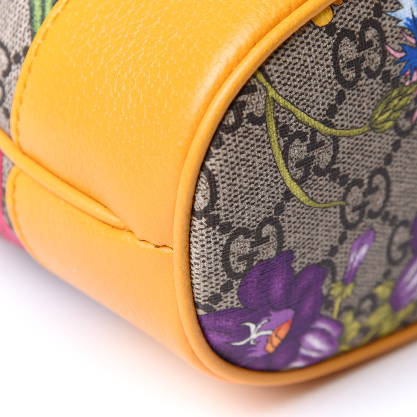 GG Supreme Monogram Flora Small Ophidia Bucket Bag Beige Multicolor Crop