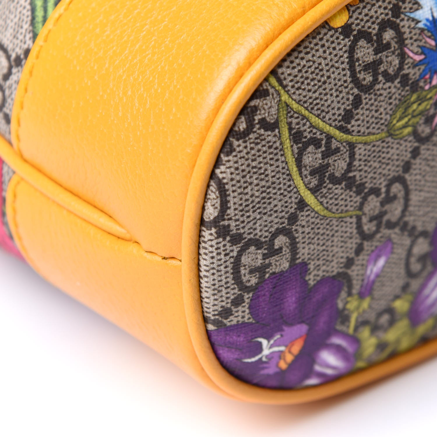 Gucci GG Supreme Monogram Flora Small Ophidia Bucket Bag Beige Multicolor Crop 5 of 12