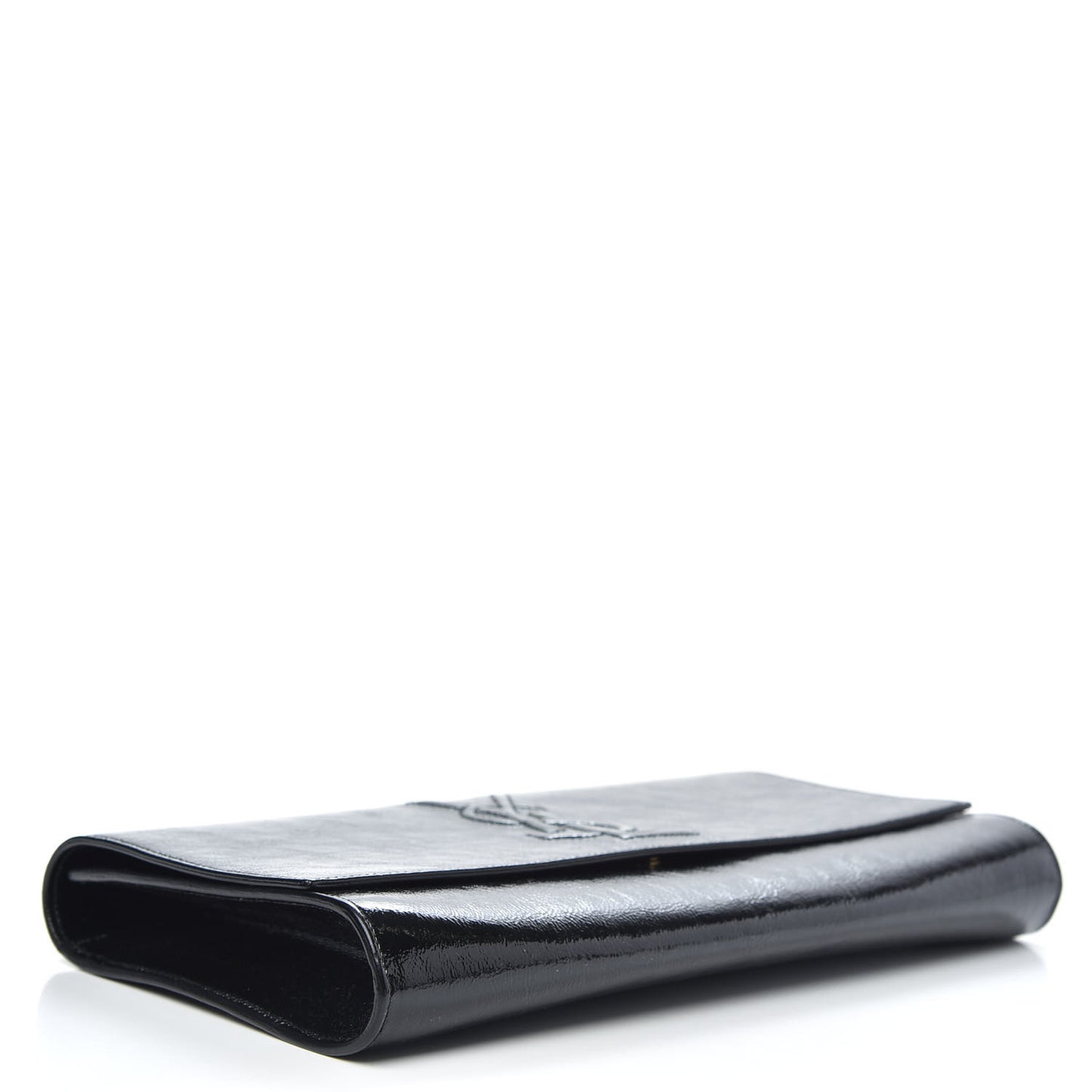 Textured Patent Monogram Large Belle De Jour Clutch Black