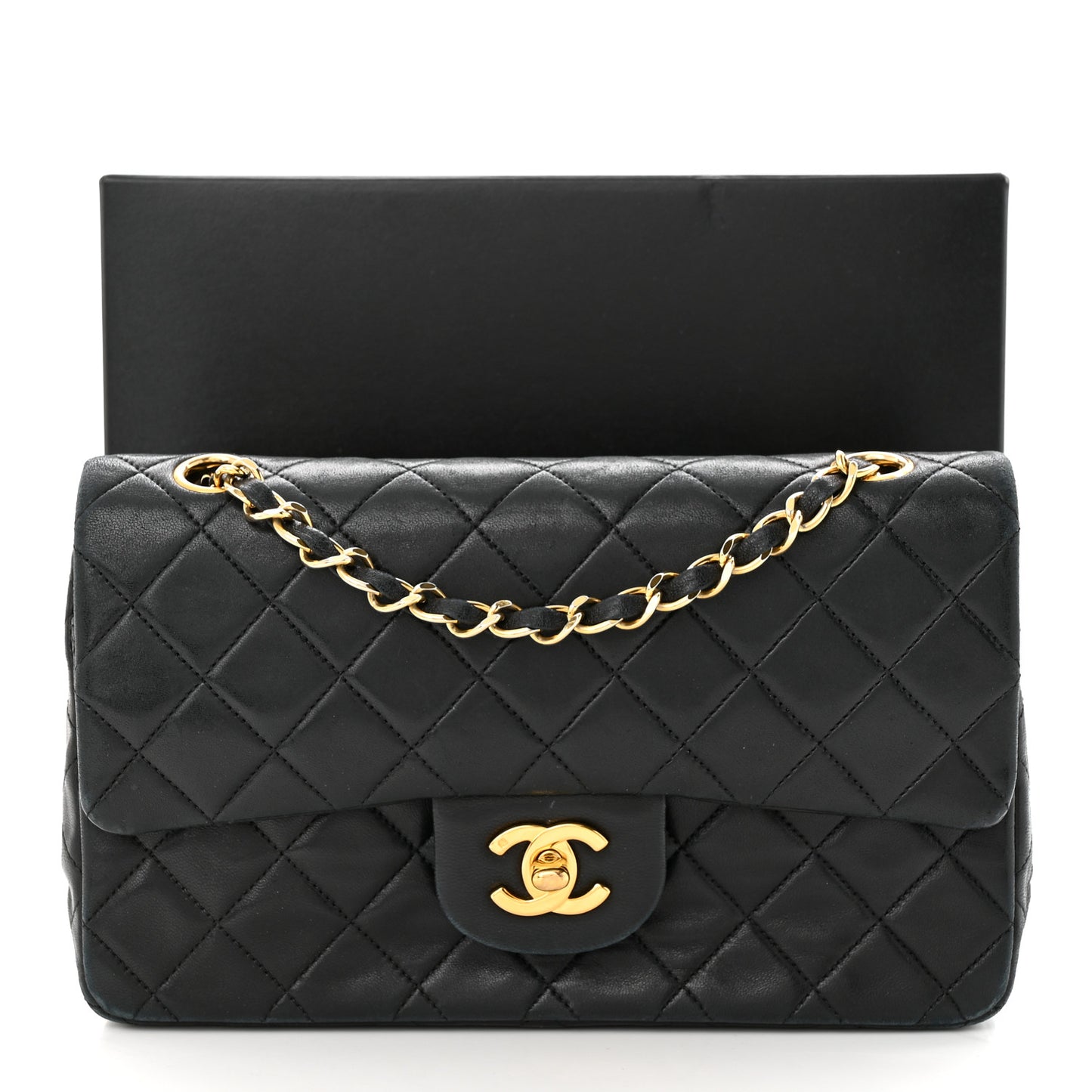 Lambskin Quilted Small Double Flap Black