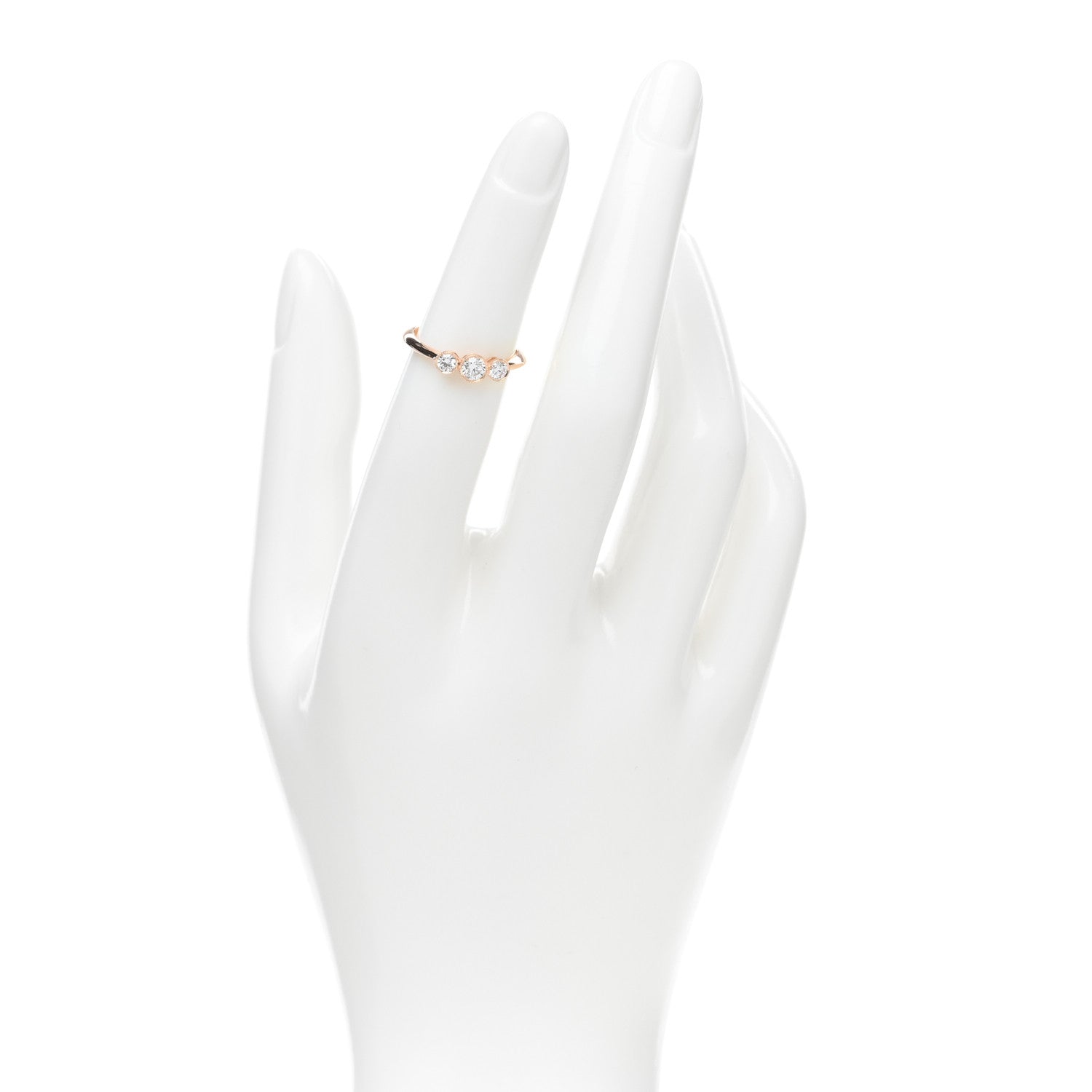 Tiffany 18K Rose Gold Diamond Three Stone Milgrain Ring 48 4.5 2 of 5
