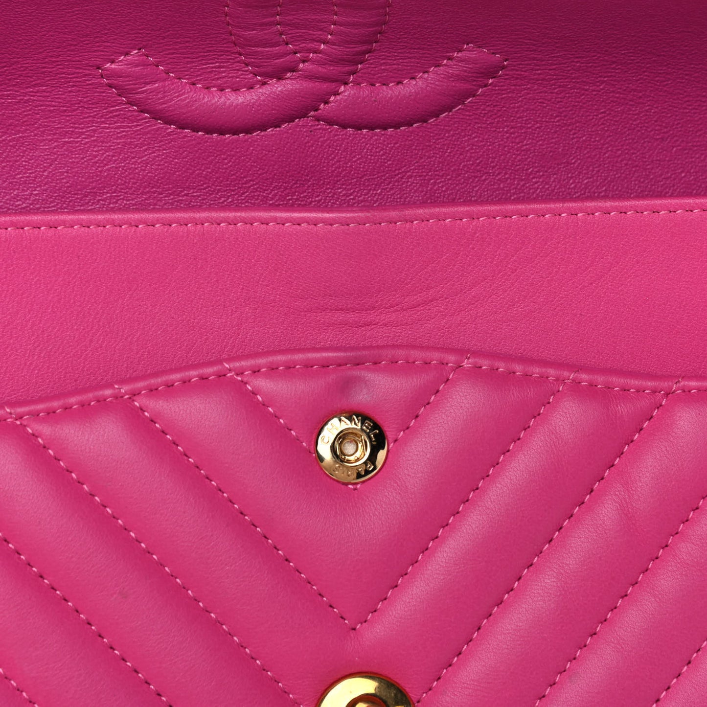 Lambskin Chevron Quilted Medium Double Flap Pink