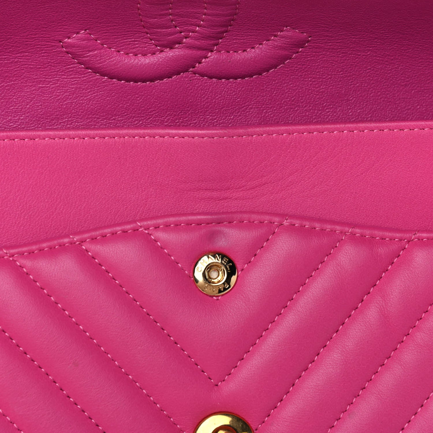 Chanel Lambskin Chevron Quilted Medium Double Flap Pink 14 of 17