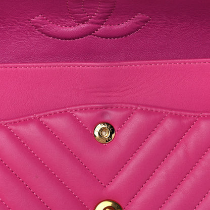 Chanel Lambskin Chevron Quilted Medium Double Flap Pink 14 of 17