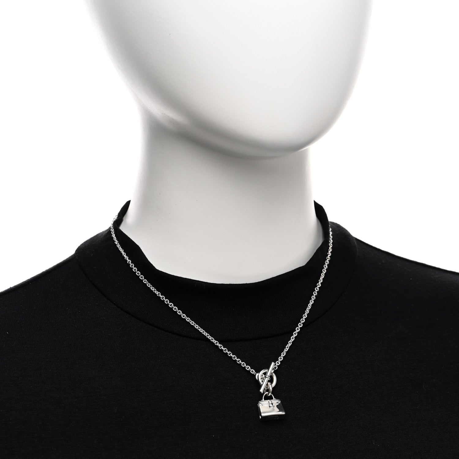 Hermes Sterling Silver Kelly Charm Pendant Necklace 2 of 4