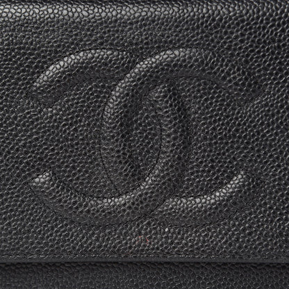 Chanel Caviar Timeless CC Wallet On Chain WOC Black 16 of 16