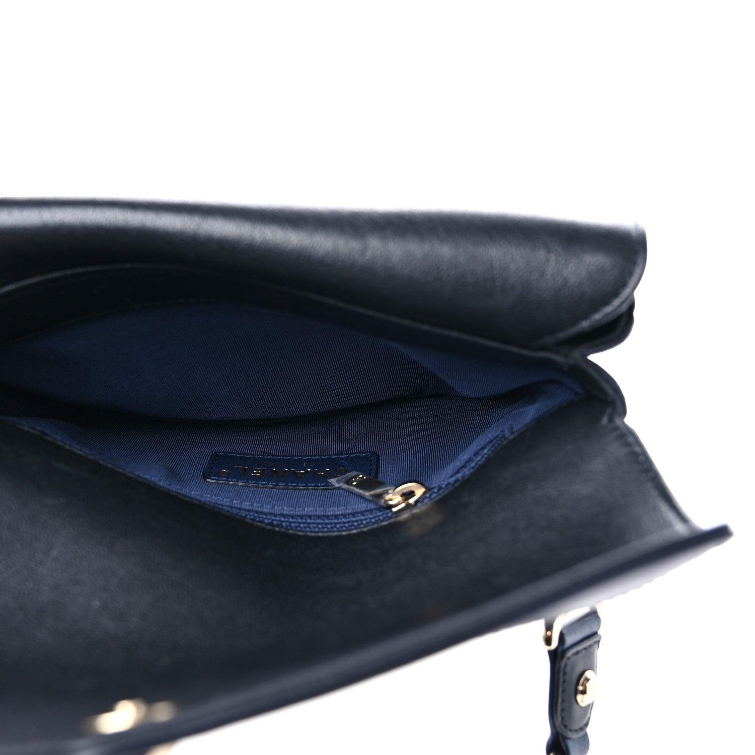 Chanel Sheepskin Chevron Quilted Double Chevron Waist Bag Navy Black 6 of 13