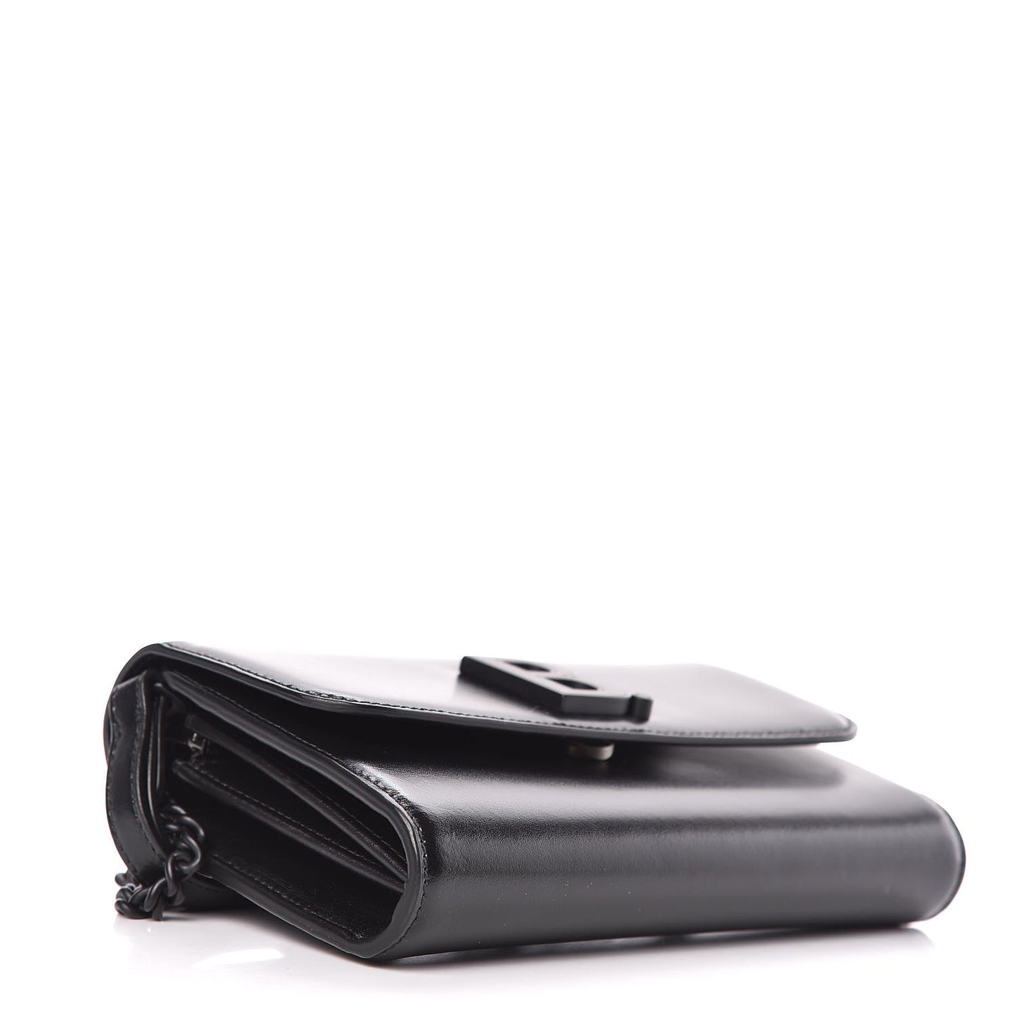 Smooth Calfskin B Wallet on Chain Black