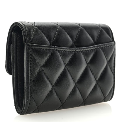 Chanel Lambskin Quilted Flap Card Holder Wallet Black 3 of 7