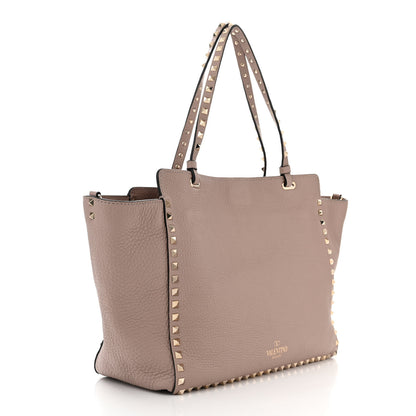 Valentino Garavani Pebbled Calfskin Medium Rockstud Tote Poudre 3 of 9