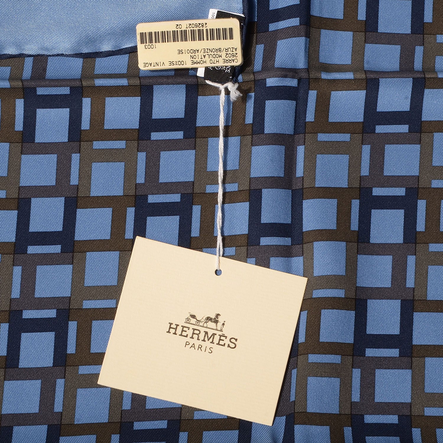 Hermes Silk Modulation Scarf 70 Azur Bronze Ardoise 5 of 5
