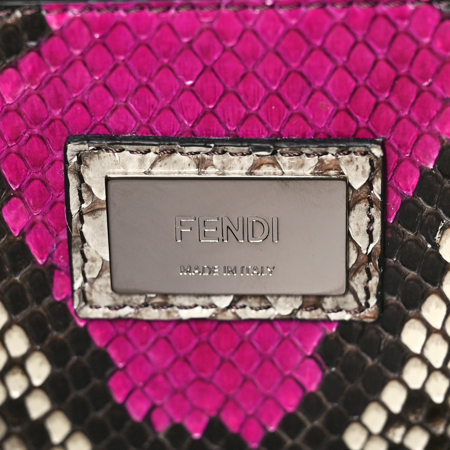 Snakeskin Crocodile Monster Eyes Large Peekaboo Iconic Satchel Roccia Magenta Girasole