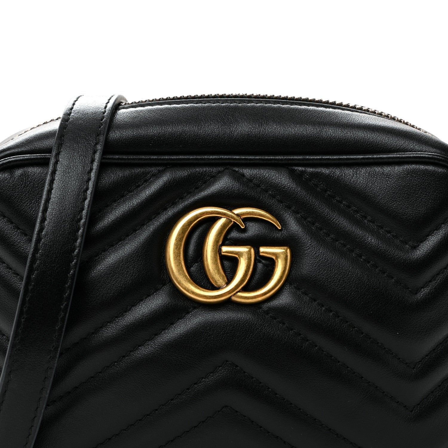 Gucci Calfskin Matelasse Mini GG Marmont Chain Shoulder Bag Black 8 of 10