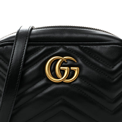 Gucci Calfskin Matelasse Mini GG Marmont Chain Shoulder Bag Black 8 of 10