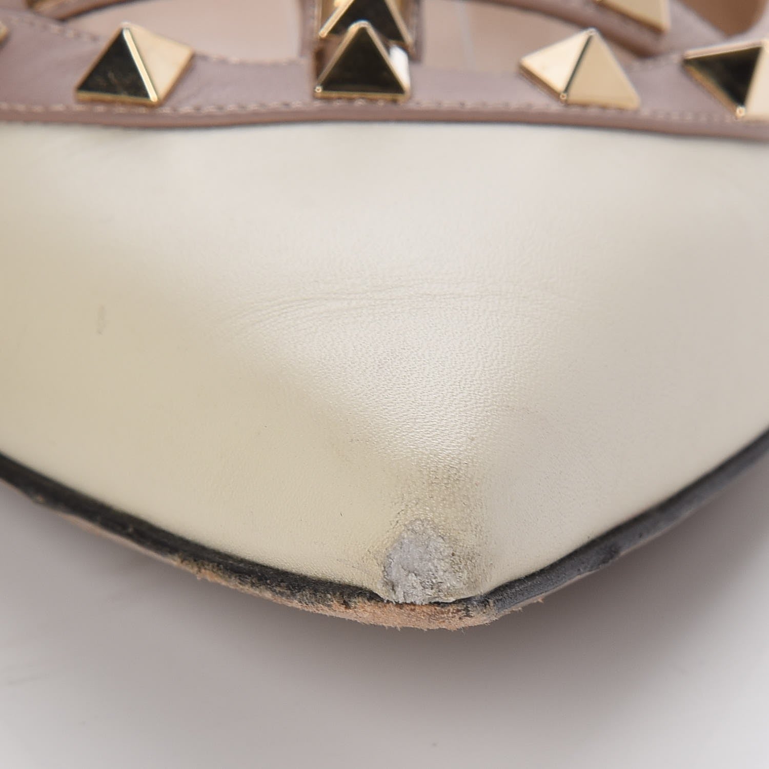 Valentino Garavani Calfskin Rockstud Cage Ballerina Flats 40 Light Ivory Poudre 15 of 15