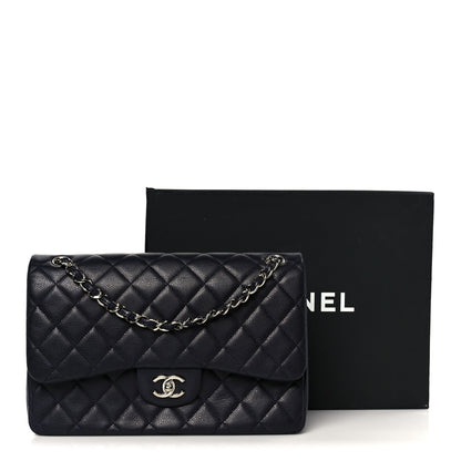 Chanel Caviar Quilted Jumbo Double Flap Navy Blue 12 of 12